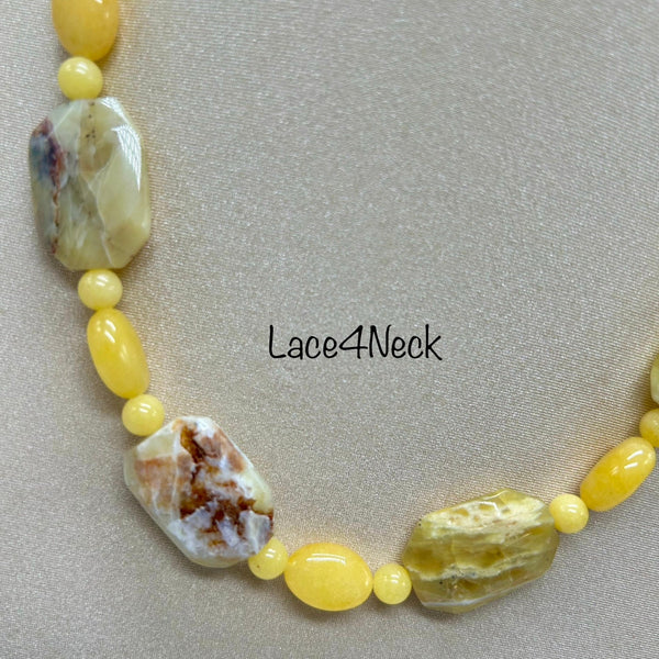 "Yellow Shell", Opal & Shell necklace