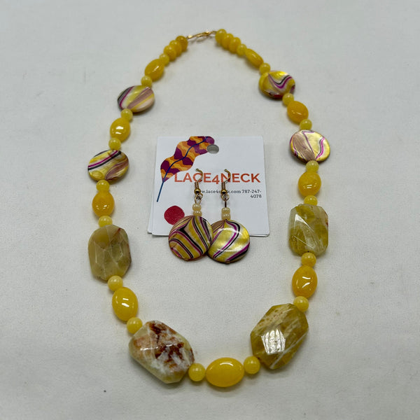 "Yellow Shell", Opal & Shell necklace