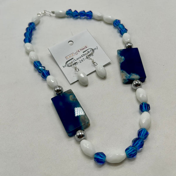 “Yemaya”, Chalcedony & Porcelain necklace