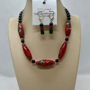“Zenda”, Gold Sand Lampwork & Blue Sandstone necklace