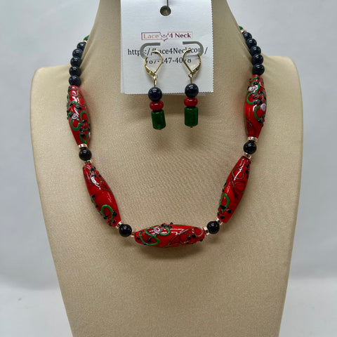 “Zenda”, Gold Sand Lampwork & Blue Sandstone necklace
