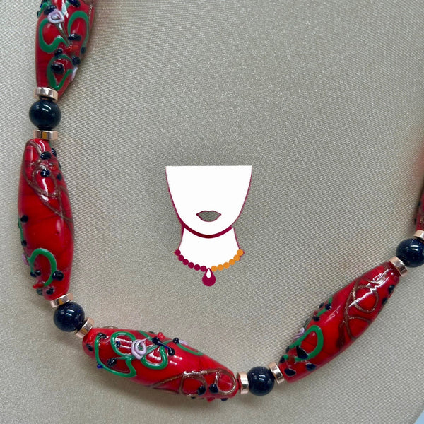 “Zenda”, Gold Sand Lampwork & Blue Sandstone necklace