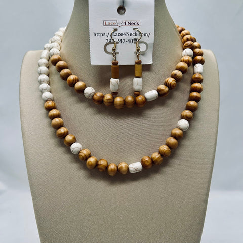 "Zuria" Wood & Howlite necklace